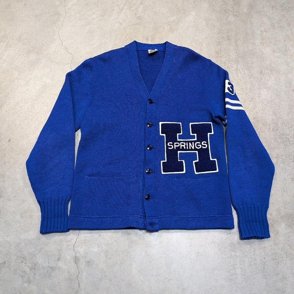VTG 50s Nelson Knitting Mills Letterman Sweatshirt Blue Flaws Adult